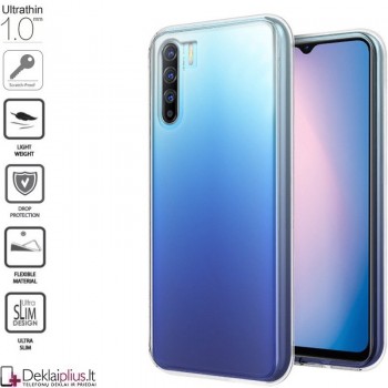 Skaidrus - 1 mm.storio silikoninis dėklas (Oppo A91/Reno3/F15)